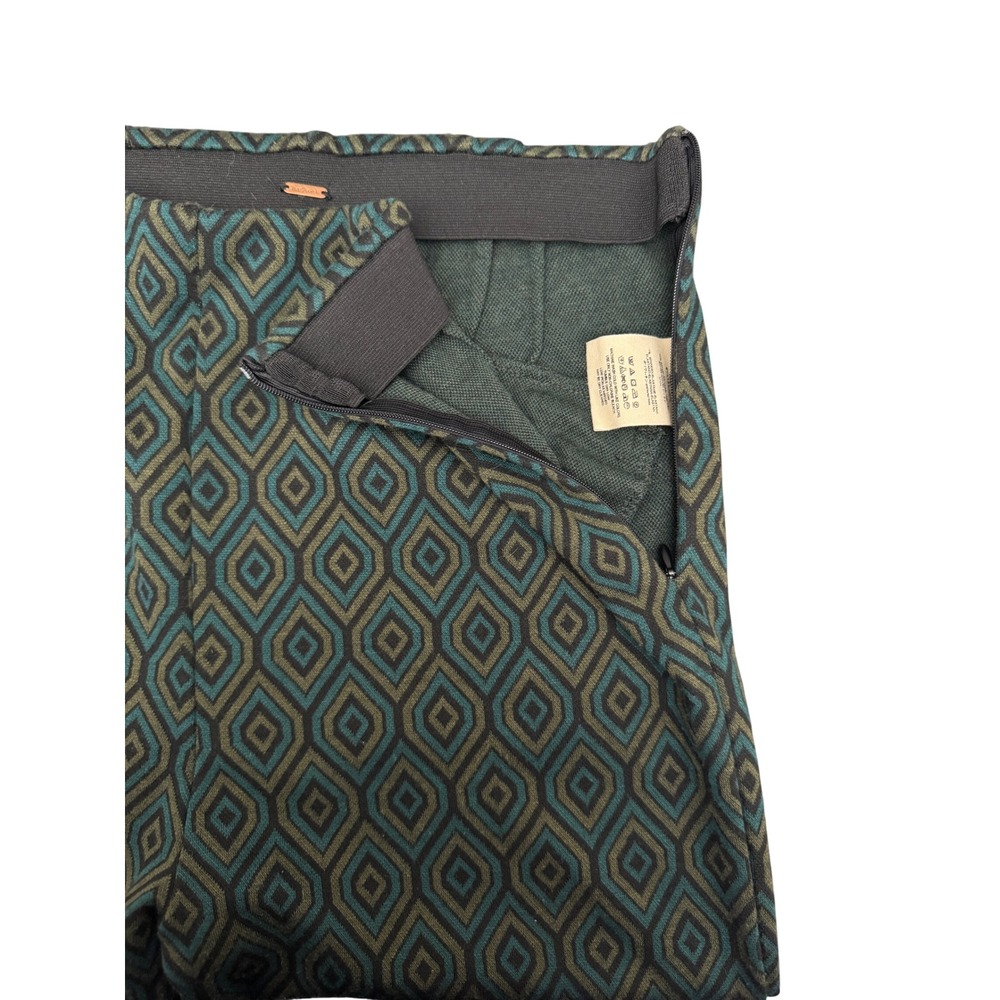 Free People Diamond Jacquard Small Knit Pants Teal Green High Rise Boho Flare - Picture 5 of 8